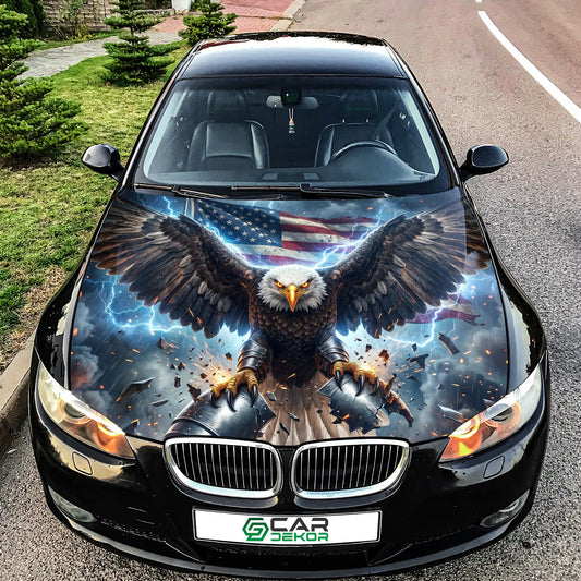 Armored American Eagle Hood Wrap Graphic – Custom Vinyl Decal for Cars, Trucks & SUVs