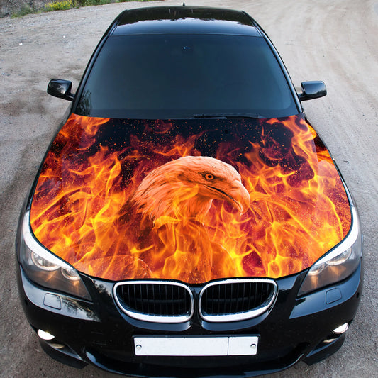 Bald Eagle Flames Hood Wrap – Custom Vinyl Decal for Cars, Trucks & SUVs
