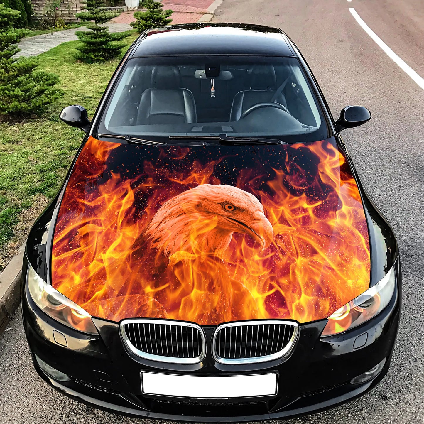 Bald Eagle Flames Hood Wrap – Custom Vinyl Decal for Cars, Trucks & SUVs