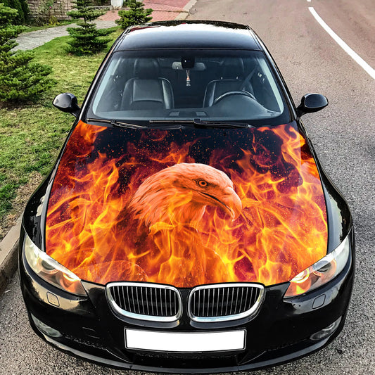 Bald Eagle Flames Hood Wrap – Custom Vinyl Decal for Cars, Trucks & SUVs