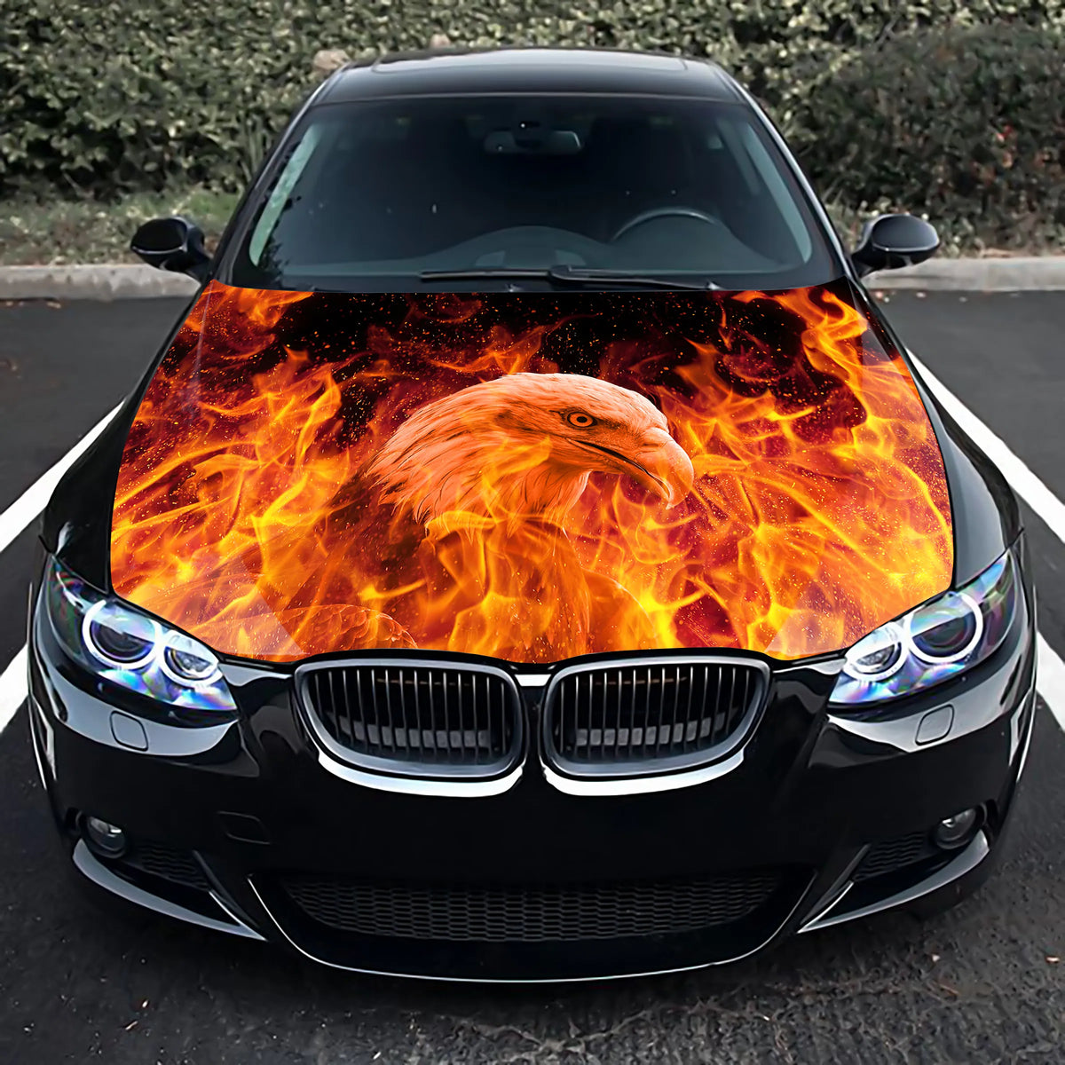 Bald Eagle Flames Hood Wrap – Custom Vinyl Decal for Cars, Trucks & SUVs