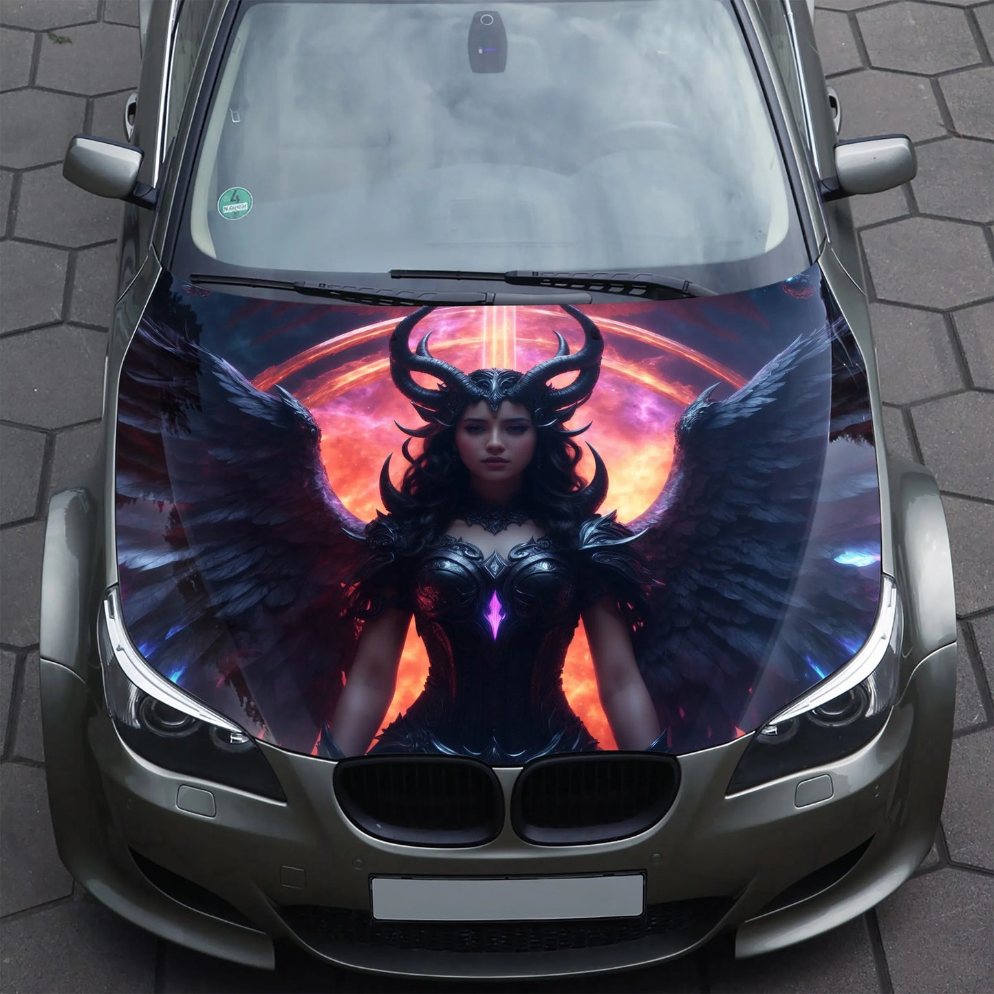 Black Angel Girl Hood Wrap – Custom Vinyl Decal for Cars, Trucks & SUVs