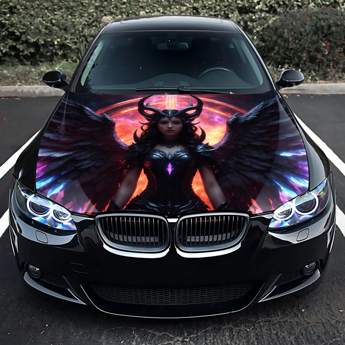 Black Angel Girl Hood Wrap – Custom Vinyl Decal for Cars, Trucks & SUVs