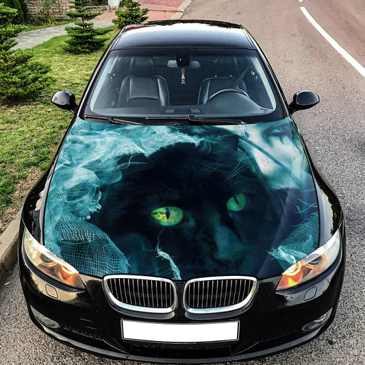 Black Cat Vampire Hood Wrap – Custom Vinyl Decal for Cars, Trucks & SUVs