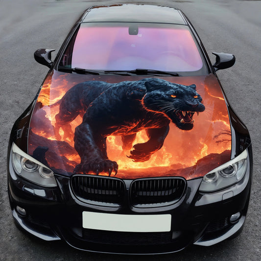 Black Panther Lava Fire Hood Wrap – Custom Vinyl Decal for Cars, Trucks & SUVs