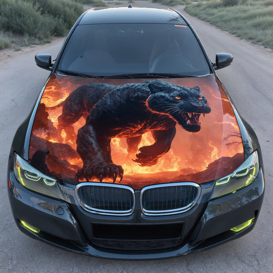 Black Panther Lava Fire Hood Wrap – Custom Vinyl Decal for Cars, Trucks & SUVs