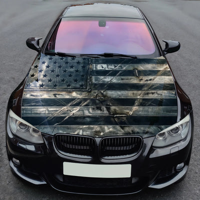 Black White American Flag Hood Wrap