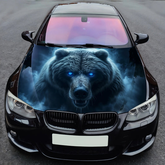 Blue Eyes Bear Hood Wrap – Custom Vinyl Decal for Cars, Trucks & SUVs