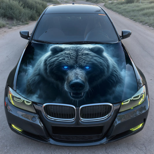 Blue Eyes Bear Hood Wrap – Custom Vinyl Decal for Cars, Trucks & SUVs