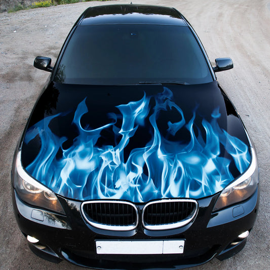 Blue Flame Fire Hood Wrap – Custom Vinyl Decal for Cars, Trucks & SUVs