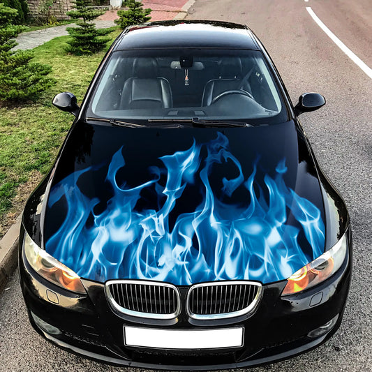 Blue Flame Fire Hood Wrap – Custom Vinyl Decal for Cars, Trucks & SUVs
