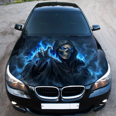 Blue Flame Grim Reaper Hood Wrap
