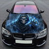 Blue Flame Skull Hood Wrap Graphic – Custom Vinyl Decal for Cars, Trucks & SUVs