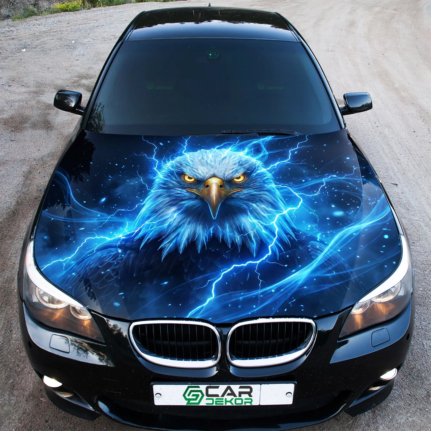 Blue Lightning Eagle Hood Wrap Graphic – Custom Vinyl Decal for Cars, Trucks & SUVs