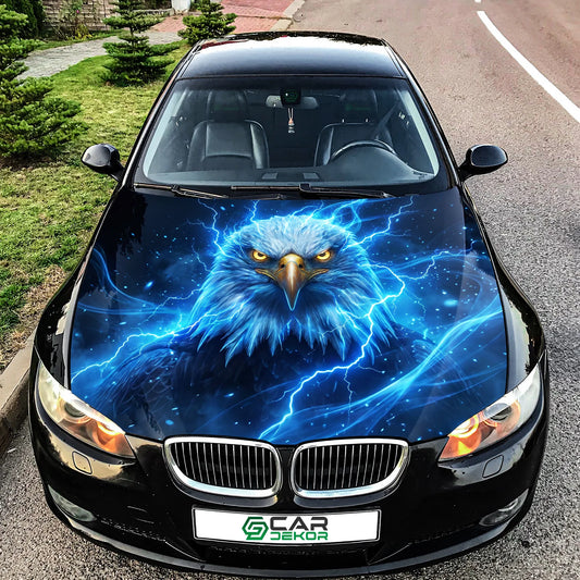 Blue Lightning Eagle Hood Wrap Graphic – Custom Vinyl Decal for Cars, Trucks & SUVs
