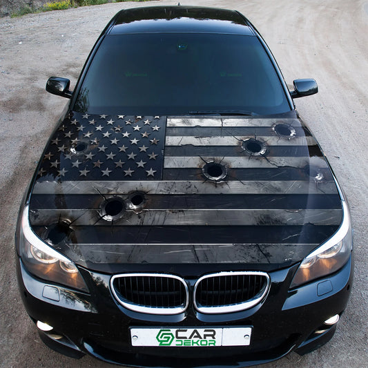 Bullet Hole American Hood Wrap Graphic – Custom Vinyl Decal for Cars, Trucks & SUVs
