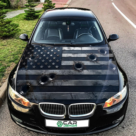 Bullet Hole American Hood Wrap Graphic – Custom Vinyl Decal for Cars, Trucks & SUVs