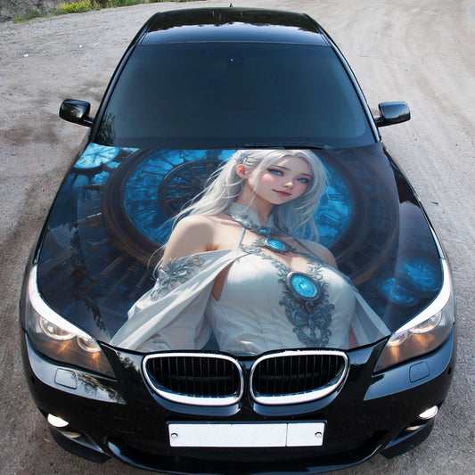 Cute Anime Girl Hood Wrap – Custom Vinyl Decal for Cars, Trucks & SUVs