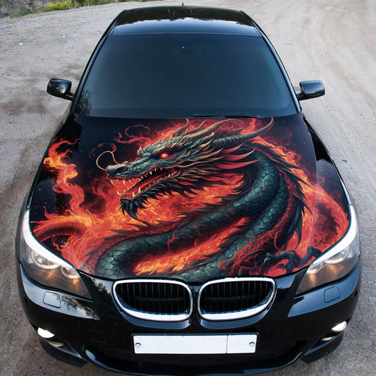 Chinese Dragon Hood Wrap – Custom Vinyl Decal for Cars, Trucks & SUVs, Red