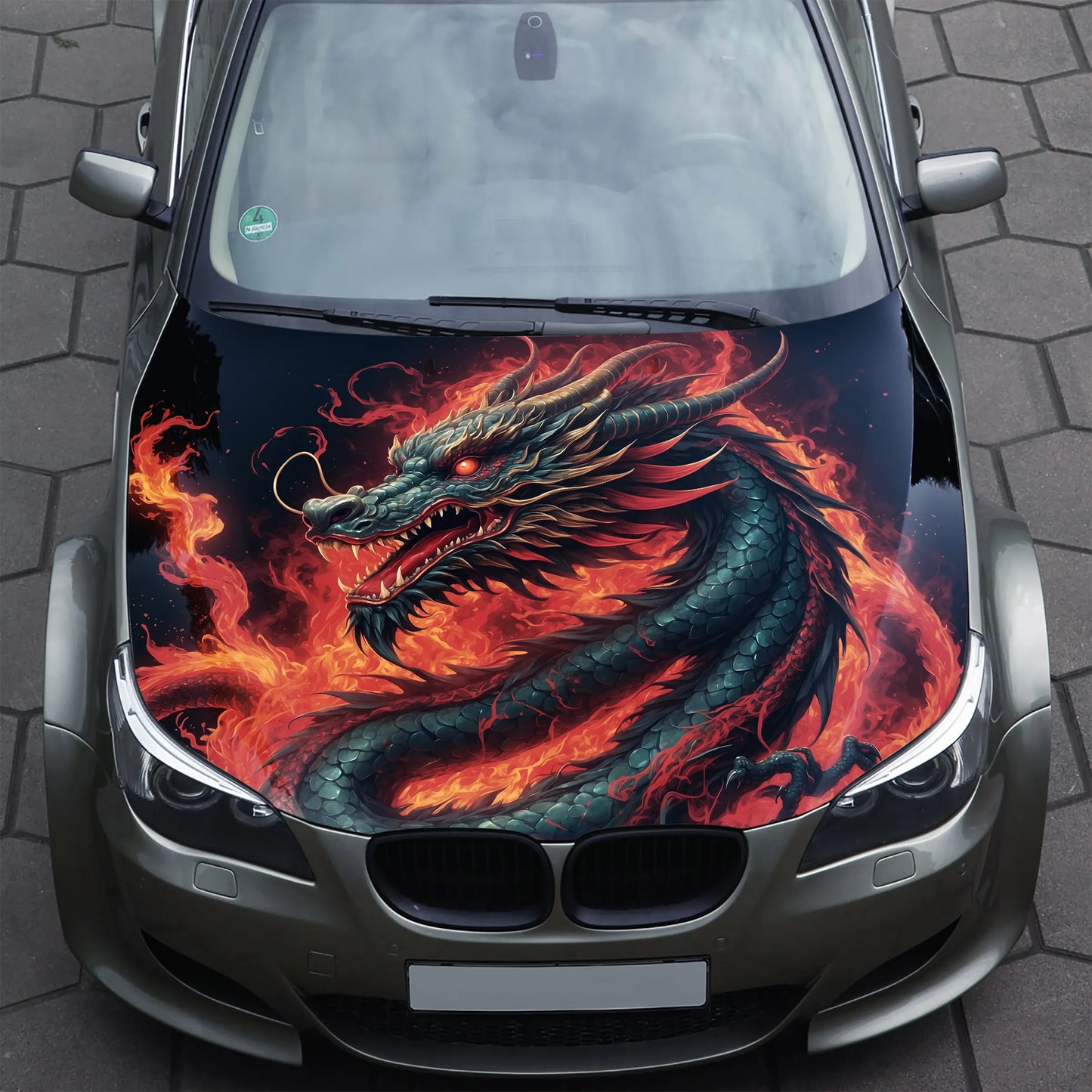 Chinese Dragon Hood Wrap – Custom Vinyl Decal for Cars, Trucks & SUVs, Red