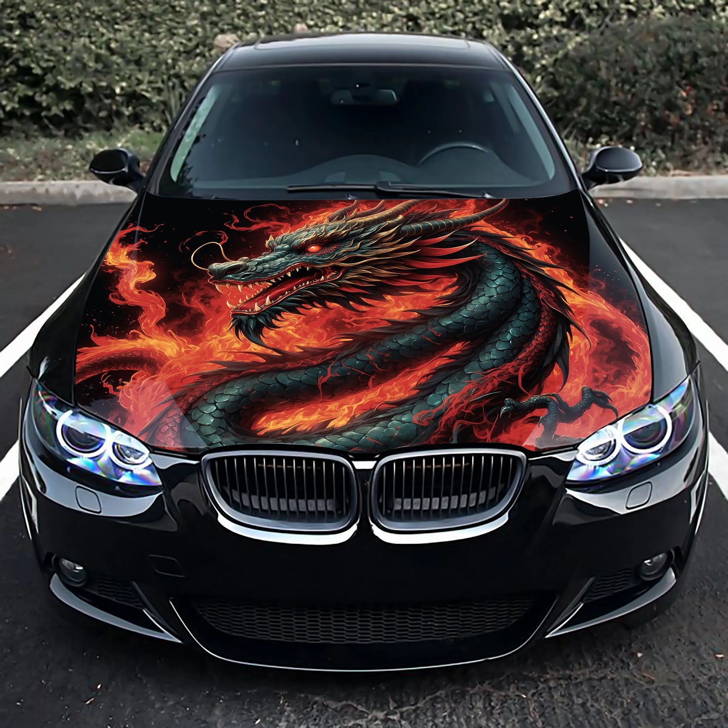 Chinese Dragon Hood Wrap – Custom Vinyl Decal for Cars, Trucks & SUVs, Red