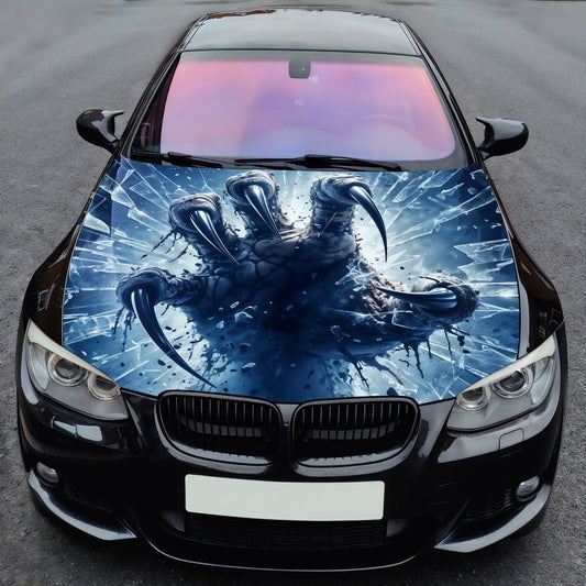 Claw Hand Glass Shards Hood Wrap – Custom Vinyl Decal for Cars, Trucks & SUVs