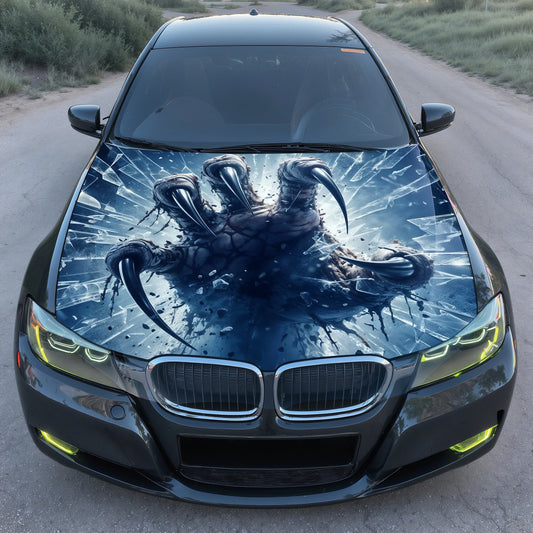 Claw Hand Glass Shards Hood Wrap – Custom Vinyl Decal for Cars, Trucks & SUVs