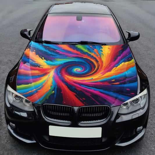 Colorful Swirl Art Hood Wrap – Custom Vinyl Decal for Cars, Trucks & SUVs