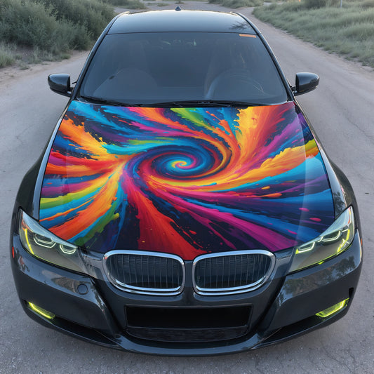 Colorful Swirl Art Hood Wrap – Custom Vinyl Decal for Cars, Trucks & SUVs