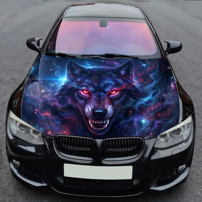 Cosmic Purple Wolf Hood Wrap