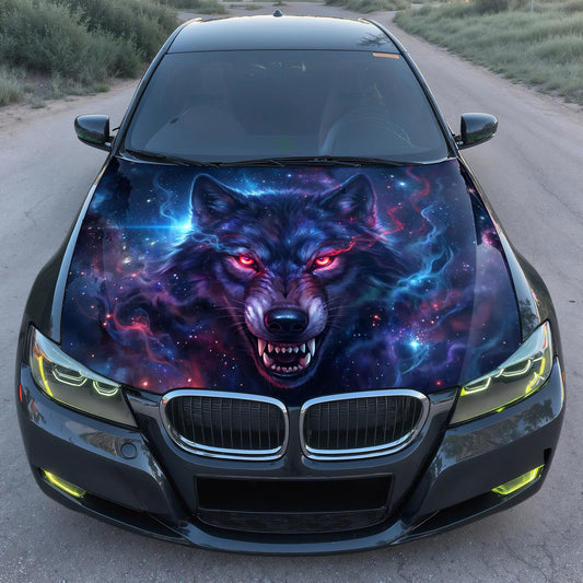 Cosmic Purple Wolf Hood Wrap Graphic – Custom Vinyl Decal for Cars, Trucks & SUVs