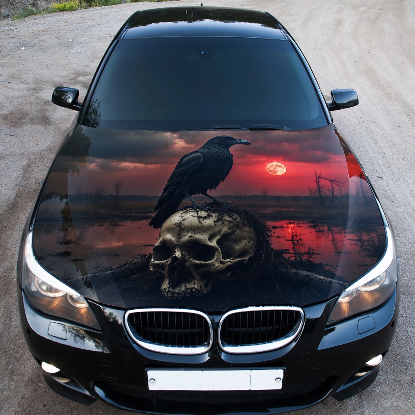 Crow Skull Hood Wrap – Custom Vinyl Decal for Cars, Trucks & SUVs
