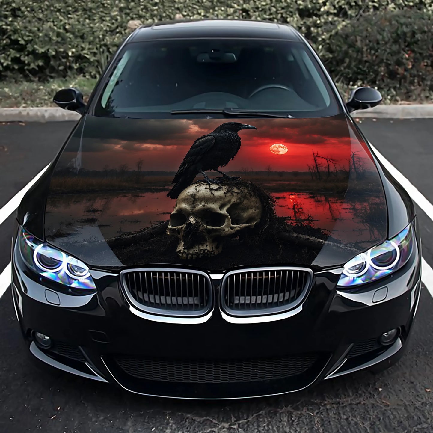 Crow Skull Hood Wrap – Custom Vinyl Decal for Cars, Trucks & SUVs