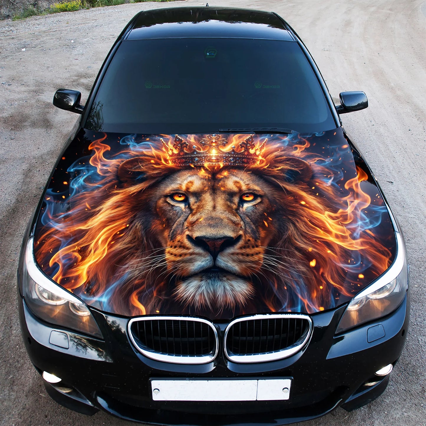 Crowned Lion King Hood Wrap Graphic – Custom Vinyl Decal for Cars, Trucks & SUVs