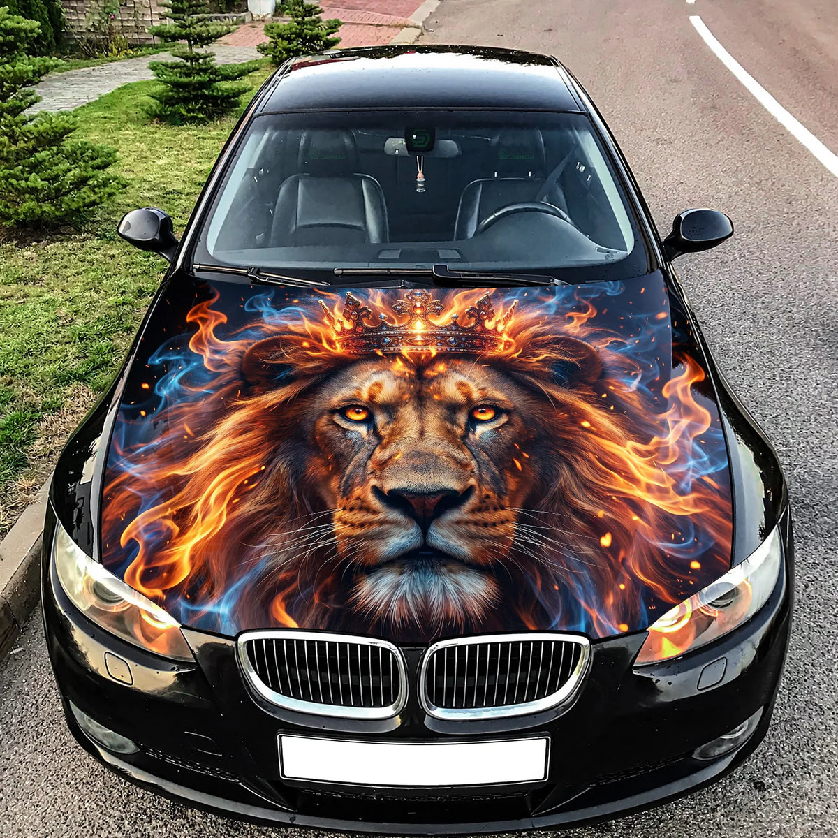 Crowned Lion King Hood Wrap Graphic – Custom Vinyl Decal for Cars, Trucks & SUVs