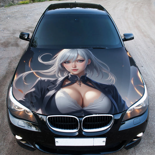 Cute Anime Girl Hood Wrap – Custom Vinyl Decal for Cars, Trucks & SUVs