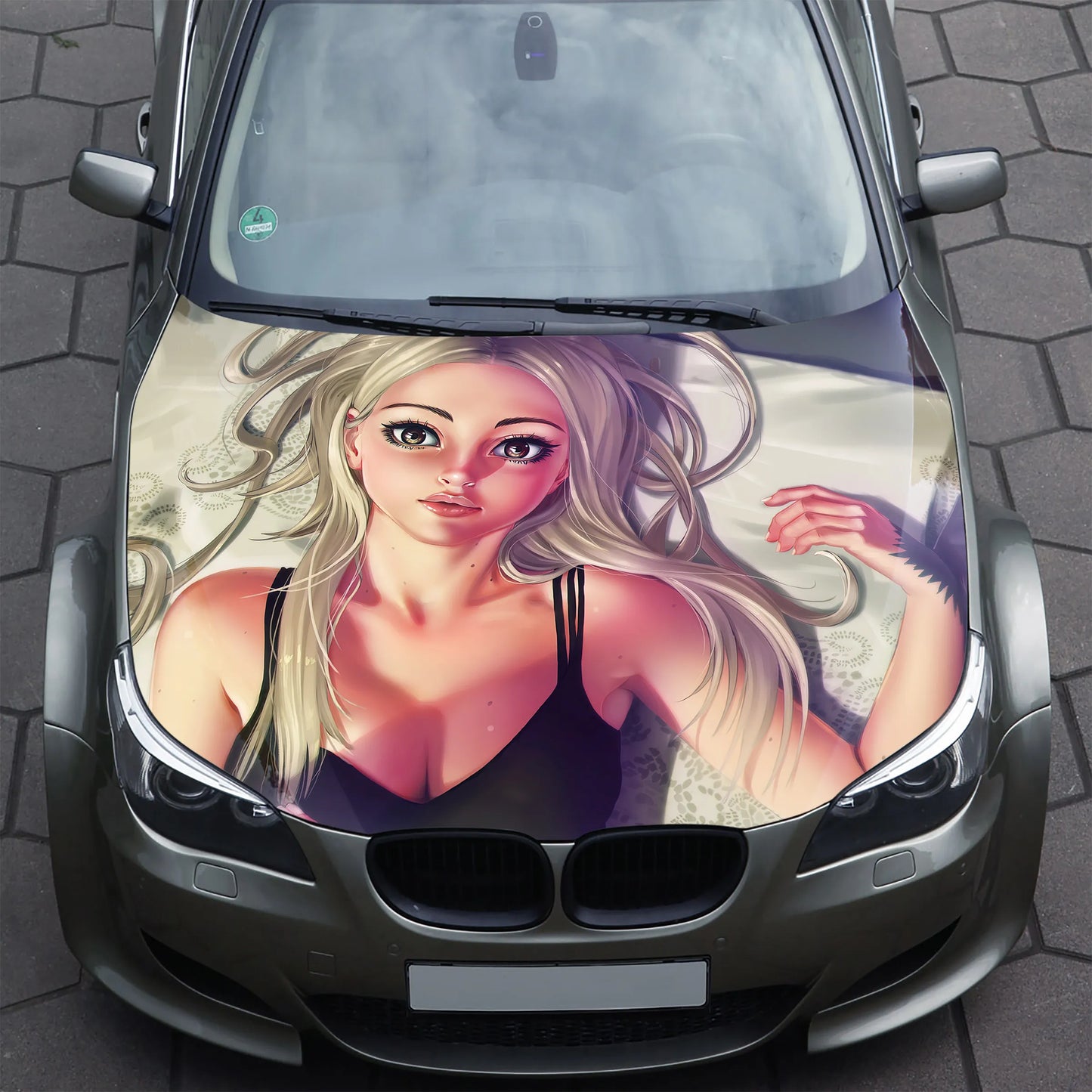 Cute Blonde Girl Hood Wrap – Custom Vinyl Decal for Cars, Trucks & SUVs