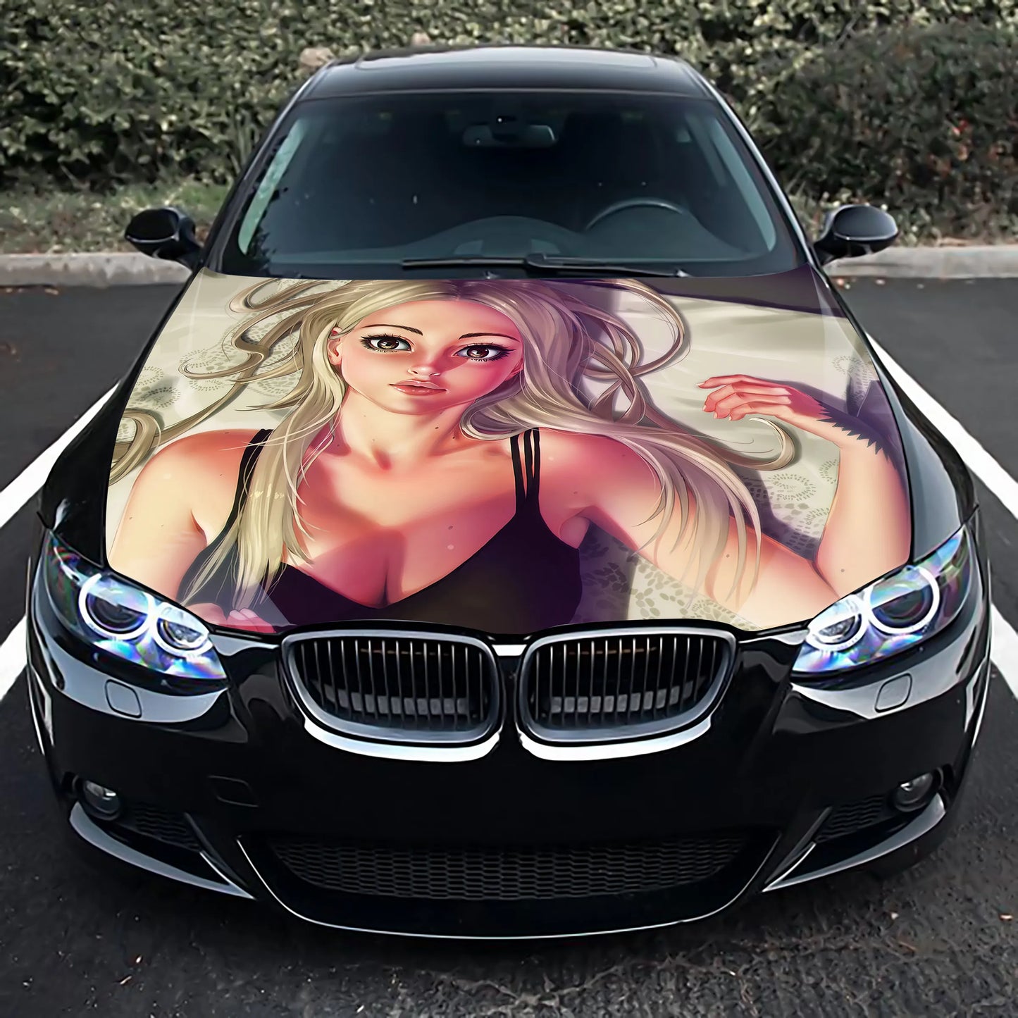 Cute Blonde Girl Hood Wrap – Custom Vinyl Decal for Cars, Trucks & SUVs