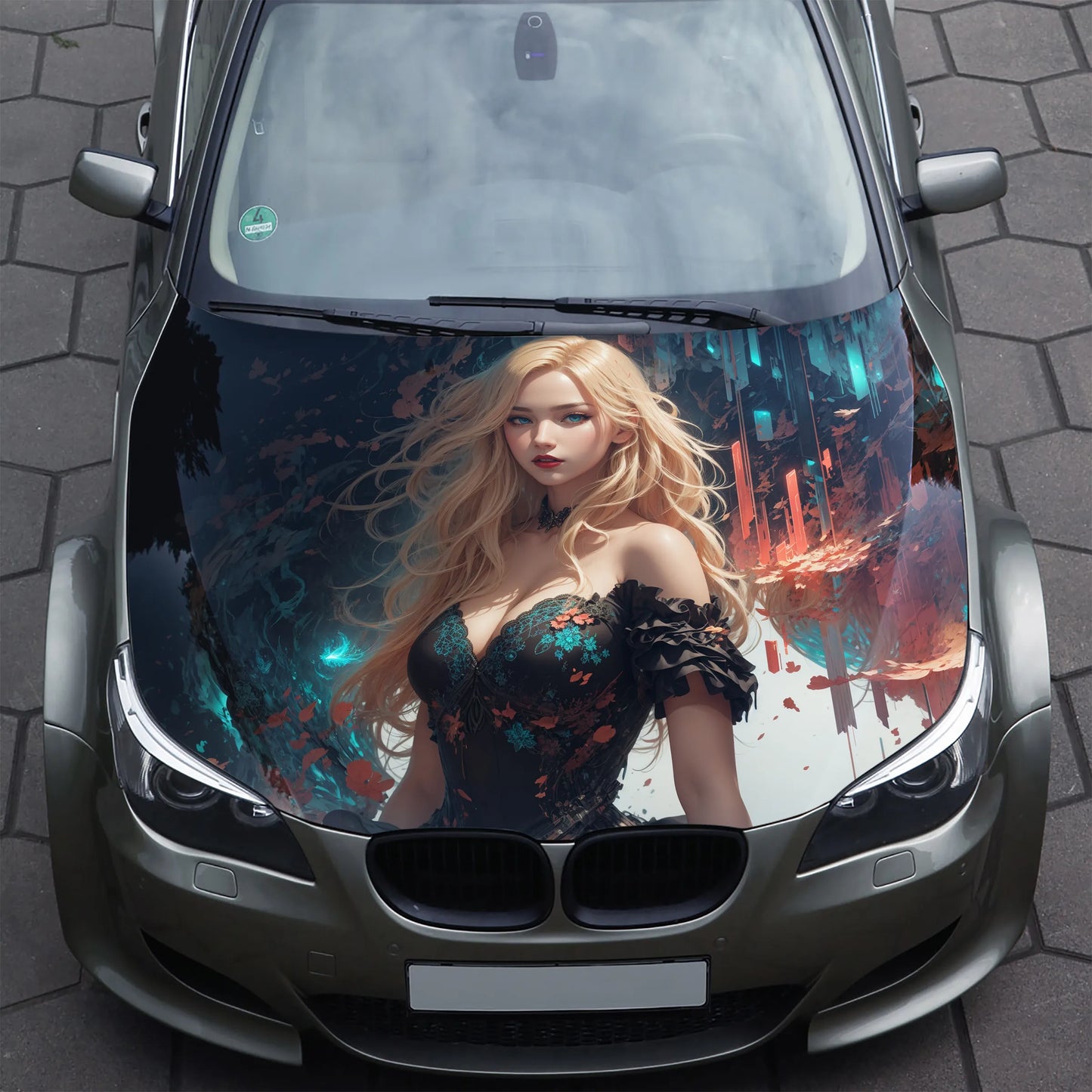 Cute Blonde Girl Hood Wrap – Custom Vinyl Decal for Cars, Trucks & SUVs