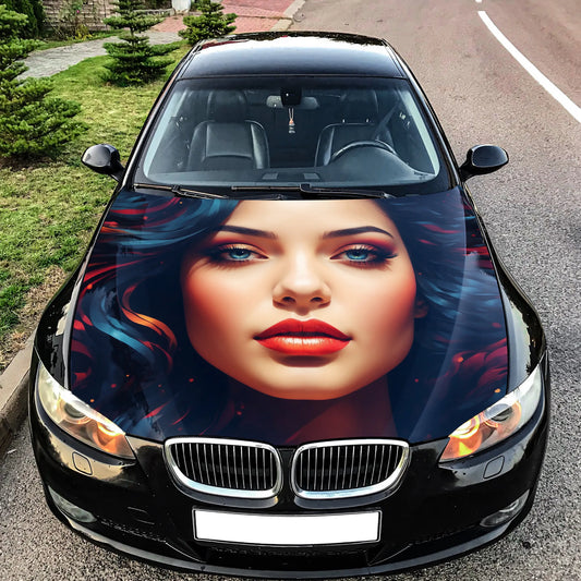 Cute Girl Colorful Hood Wrap – Custom Vinyl Decal for Cars, Trucks & SUVs