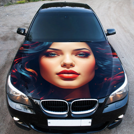 Cute Girl Colorful Hood Wrap – Custom Vinyl Decal for Cars, Trucks & SUVs