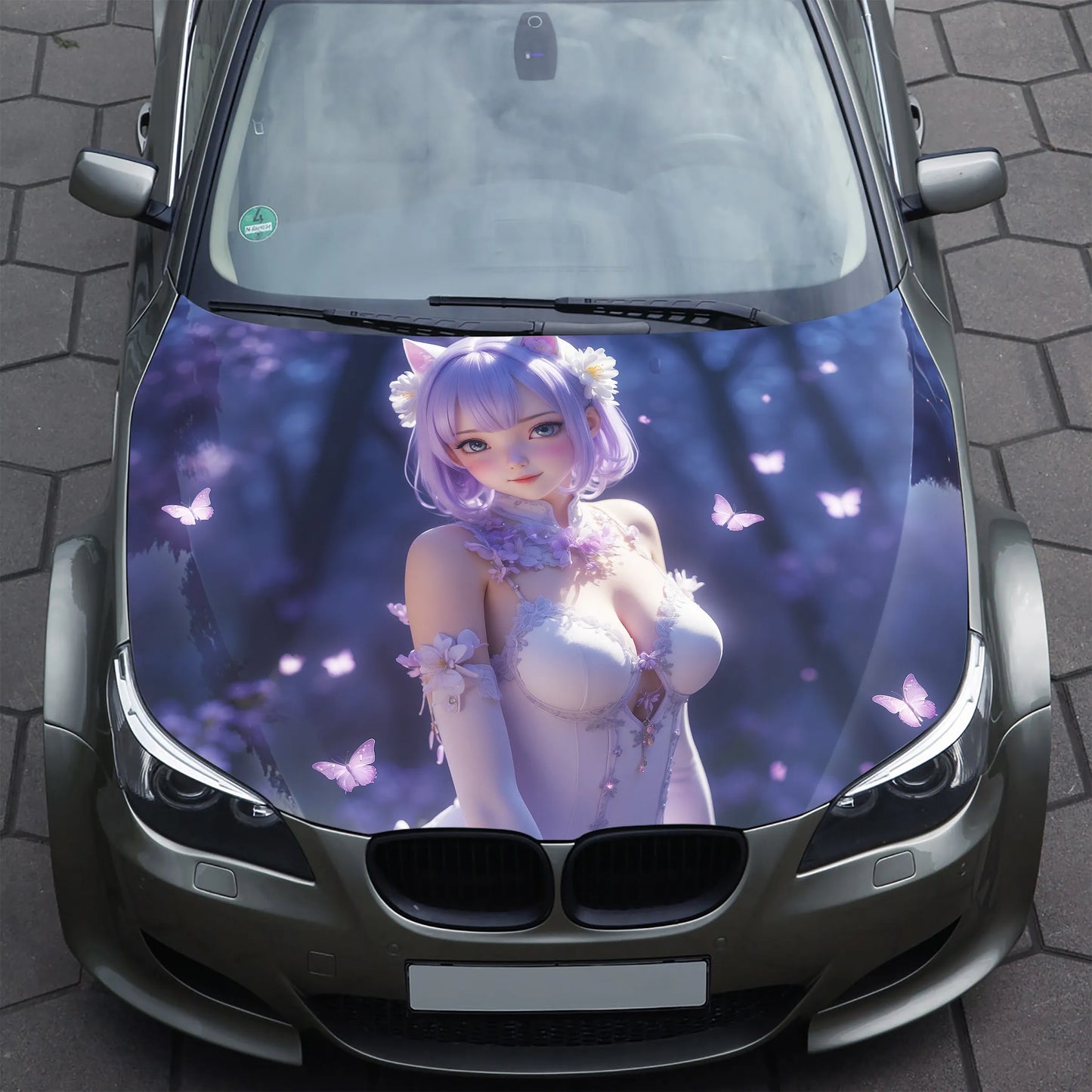 Cute Sexy Anime Girl Hood Wrap – Custom Vinyl Decal for Cars, Trucks & SUVs