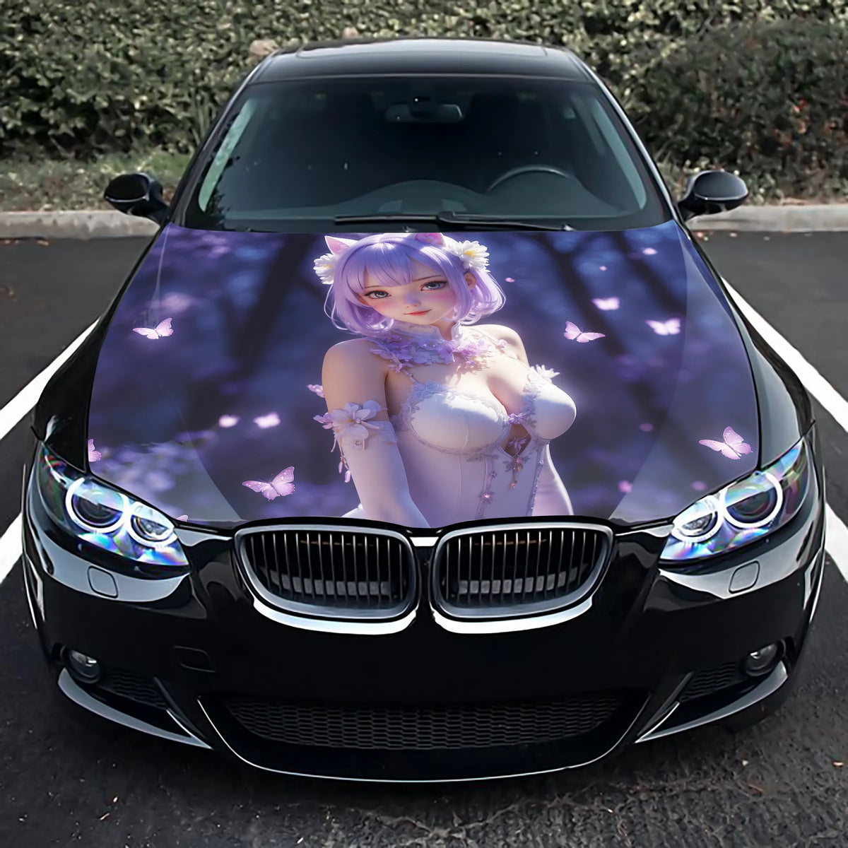 Cute Sexy Anime Girl Hood Wrap – Custom Vinyl Decal for Cars, Trucks & SUVs