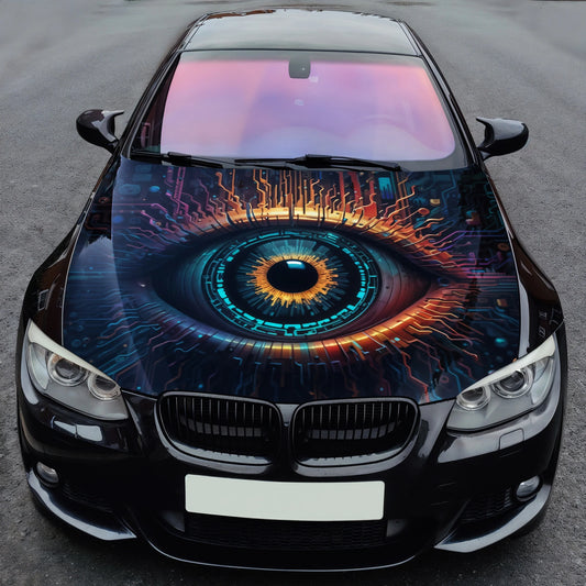 Cyber Eye Circuit Hood Wrap – Custom Vinyl Decal for Cars, Trucks & SUVs
