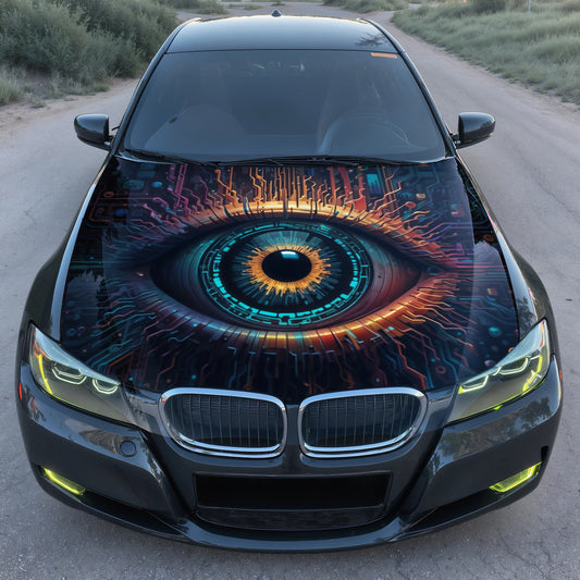 Cyber Eye Circuit Hood Wrap – Custom Vinyl Decal for Cars, Trucks & SUVs