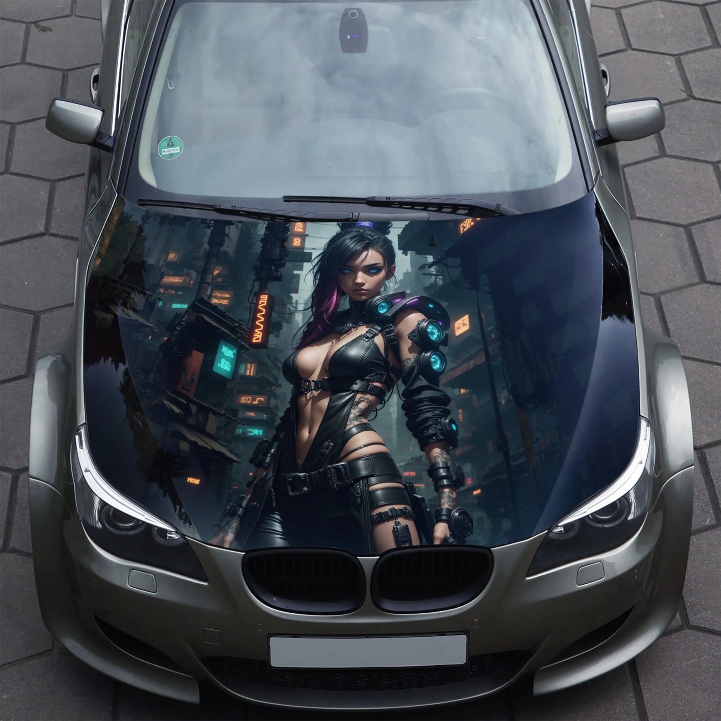 Cyberpunk Girl Hood Wrap – Custom Vinyl Decal for Cars, Trucks & SUVs