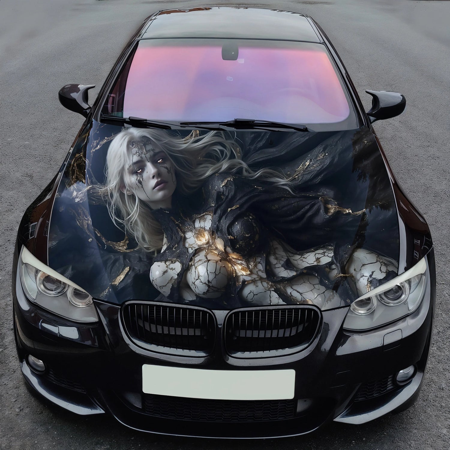 Dark Fallen Angel Hood Wrap – Custom Vinyl Decal for Cars, Trucks & SUVs