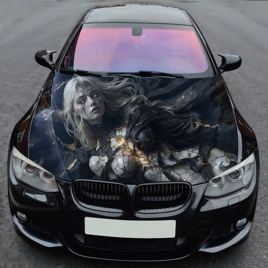 Dark Fallen Angel Hood Wrap – Custom Vinyl Decal for Cars, Trucks & SUVs