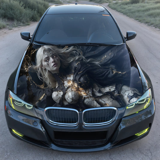 Dark Fallen Angel Hood Wrap – Custom Vinyl Decal for Cars, Trucks & SUVs