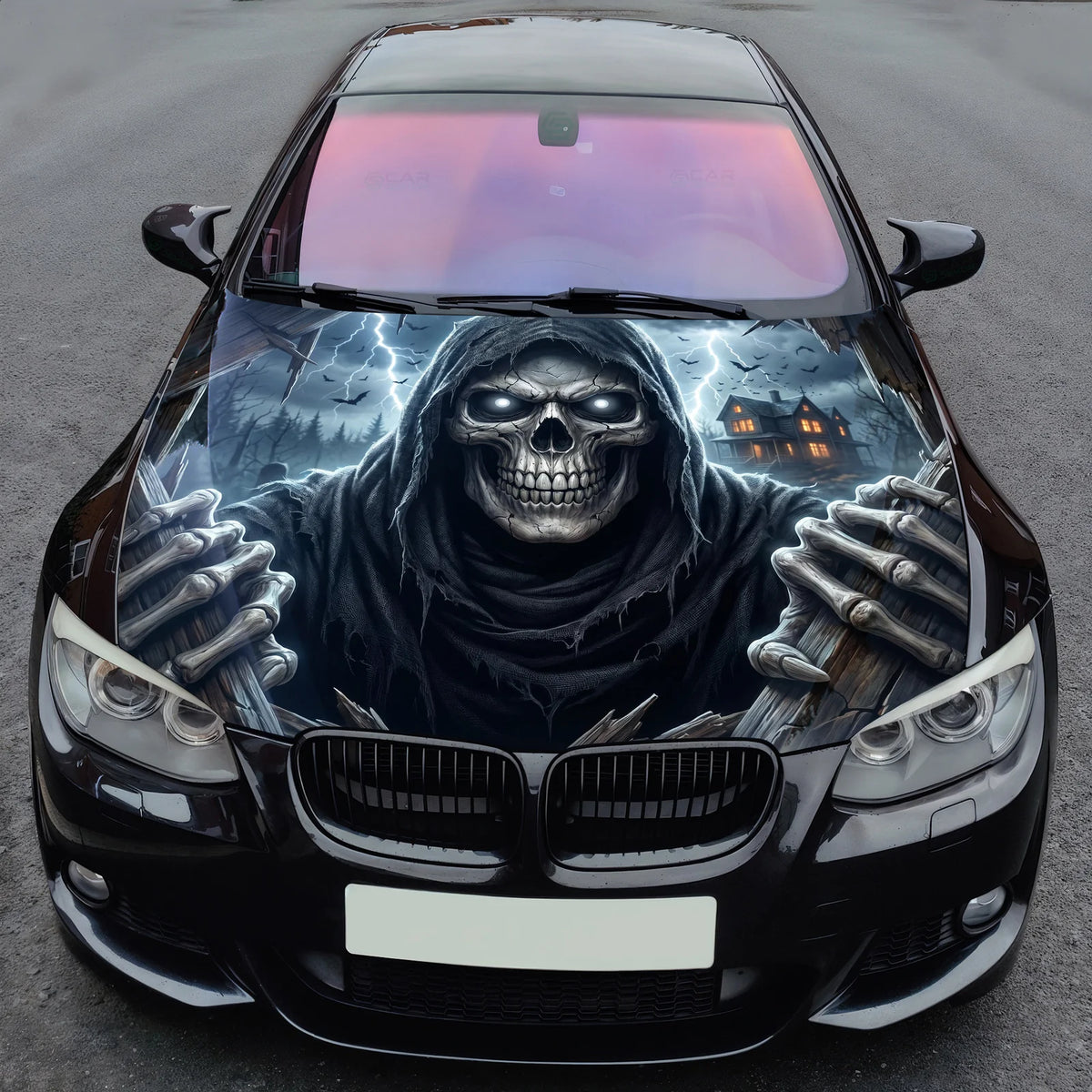 Dark Grim Reaper Hood Wrap Graphic – Custom Vinyl Decal for Cars, Trucks & SUVs
